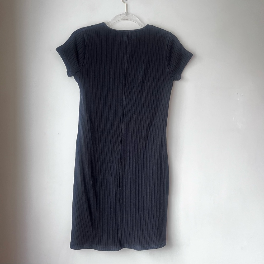 Madewell Black Button-Front Ribbed Mini Dress S - image 8